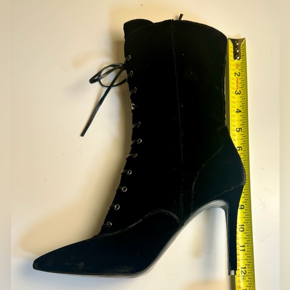 CHARLES DAVID Women's “Loretta” Black Velvet Pointy Toe Lace-Up Boots US 9/EU40 - Picture 13 of 15